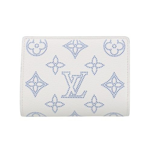 ルイヴィトン 二つ折り財布 レディース マヒナ ポルトフォイユ・クレア ホワイト LOUIS VUITTON M11749 ホワイト ブルー