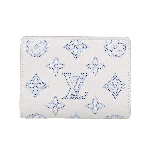 ルイヴィトン 二つ折り財布 レディース マヒナ ポルトフォイユ・クレア ホワイト LOUIS VUITTON M11749 ホワイト ブルー