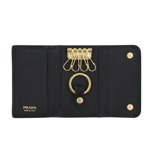 PRADA 黒 レザー キーケース うく Made in Italy