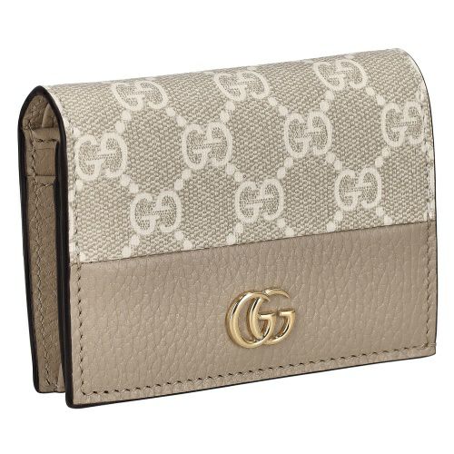 グッチ二つ折り財布 レディース GGスプリームキャンバス ベージュ 