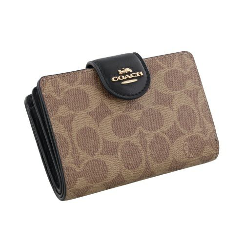 コーチ アウトレット 財布 二つ折り財布 レディース シグネチャー ブラウン COACH OUTLET CW786 IMQRX タン ブラック