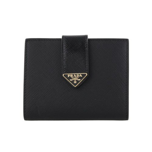 プラダ 二つ折り財布 財布 サフィアーノ トライアングルロゴ レディース SAFFIANO TAB LUX ブラック PRADA 1MV204  2C7X F0002 NERO | GINZA LoveLove（ラブラブ）