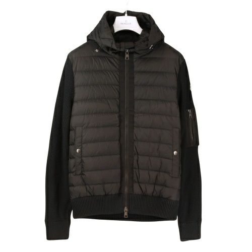 モンクレール トップス 袖ニット 身頃ダウン フード付き メンズ CARDIGAN ブラック モンクレール J2091 9B50800 999 BLACK サイズM