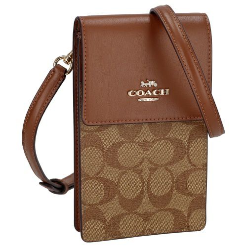 コーチ アウトレット ショルダーバッグ フォンショルダー レディース フォーン シグネチャー キャンバス ブラック COACH OUTLET CM234 IME74 カーキ サドル2