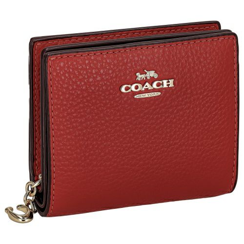 コーチ アウトレット 二つ折り財布 レディース ペブルド レザー C チャーム レッド COACH OUTLET C2862 IMUP7 ボールドレッド