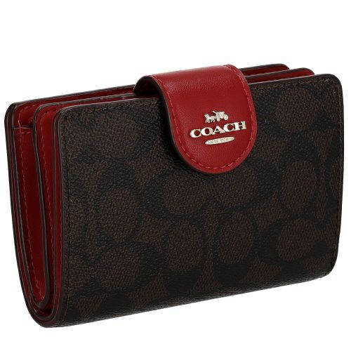 コーチ アウトレット 二つ折り財布 レディース シグネチャー ブラウン COACH OUTLET CW786 IMXD0 ウォルナット/ボールドレッド