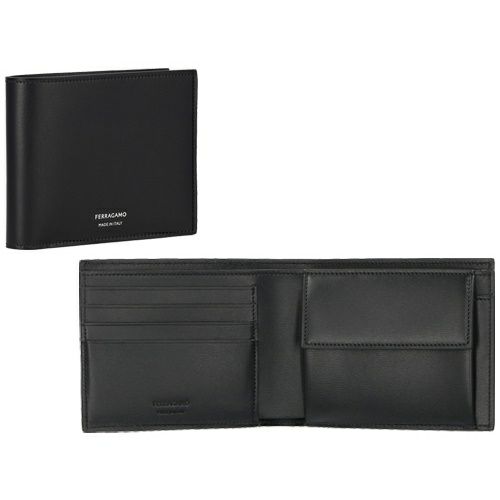 フェラガモ 二つ折り財布 メンズ ブラック FERRAGAMO 661329 NERO