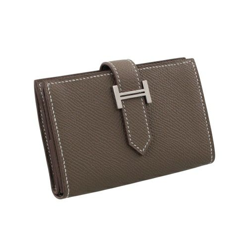 エルメス ベアン ミニ エトゥープ HERMES シルバー金具 W刻印 二つ折り 