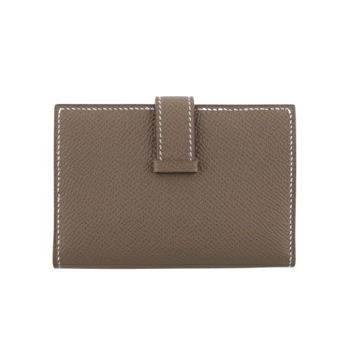 エルメス ベアン ミニ エトゥープ HERMES シルバー金具 W刻印 二つ折り  