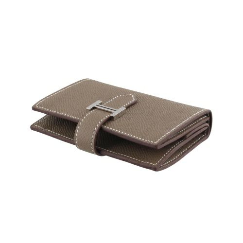 エルメス ベアン ミニ エトゥープ HERMES シルバー金具 W刻印 二つ折り 