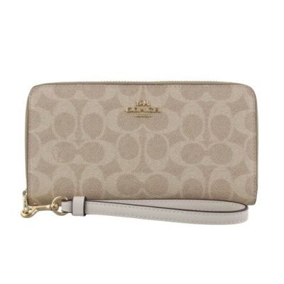 コーチ アウトレット 長財布 レディース ロング ジップ アラウンド ウォレット・シグネチャー キャンバス ベージュ COACH OUTLET CW778 IMXDM サンド/チョーク
