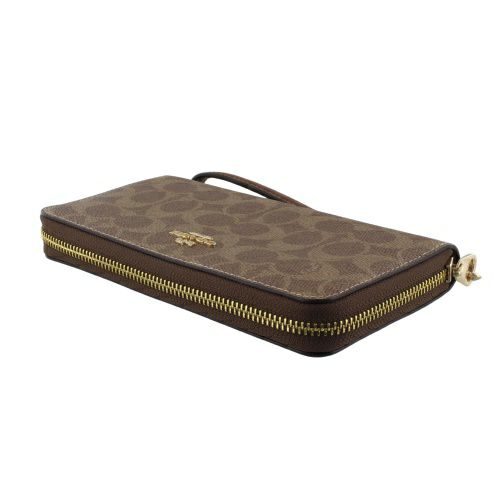 コーチ アウトレット 長財布 レディース ロング ジップ アラウンド ウォレット・シグネチャー キャンバス ブラウン COACH OUTLET CW778 IMXHE タン/ブラウン