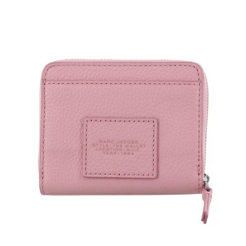 MARC JACOBS ピンク レザー 二つ折り財布 ロゴ付き 