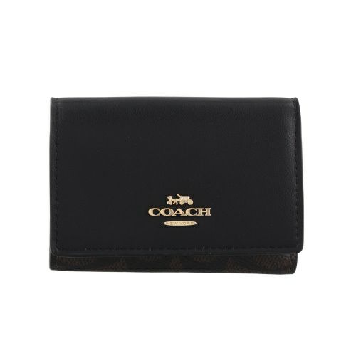 コーチ アウトレット 三つ折り財布 レディース マイクロ ウォレット・シグネチャー キャンバス ブラック COACH OUTLET CW804 IMXAQ