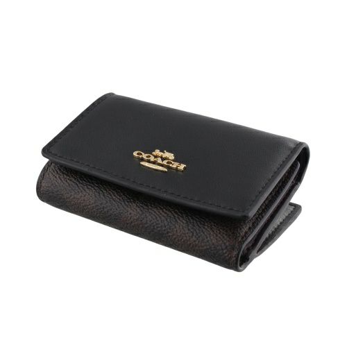 コーチ アウトレット 三つ折り財布 レディース マイクロ ウォレット・シグネチャー キャンバス ブラック COACH OUTLET CW804 IMXAQ