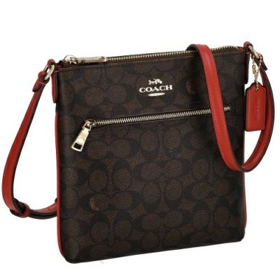 コーチ アウトレット ショルダーバッグ レディース ミニ ローアン ファイル バッグ・シグネチャー キャンバス ブラウン COACH OUTLET CW325 IMXD0 ウォルナット/ボールドレッド