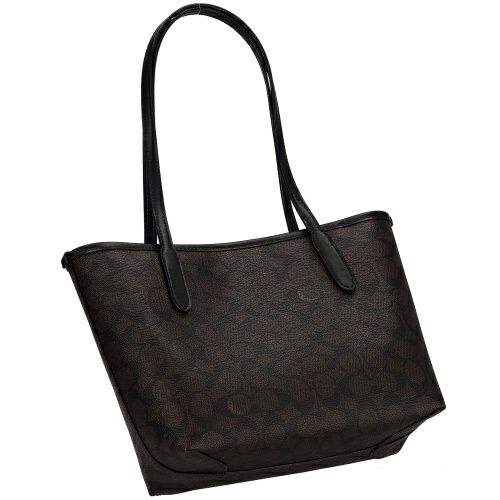 コーチ アウトレット トートバッグ レディース シグネチャー シティー スモール トート ブラウン COACH OUTLET CU759 IMXAQ ウォルナット ブラック