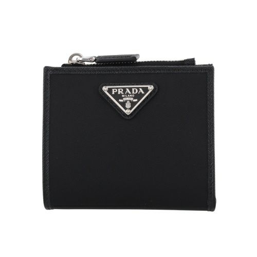 プラダ 二つ折り財布 メンズ トライアングルロゴ ブラック PRADA 