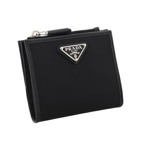 プラダ 二つ折り財布 メンズ トライアングルロゴ ブラック PRADA  