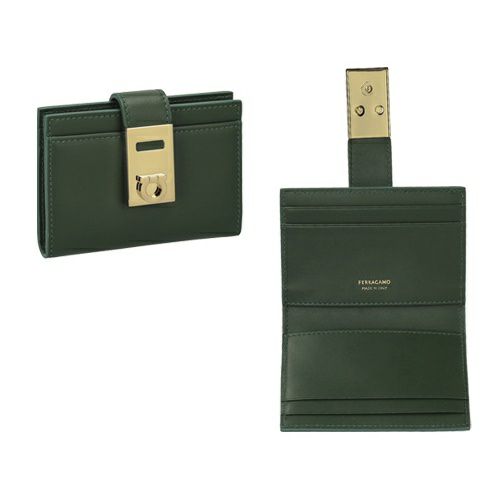 フェラガモ カードケース 名刺入れ レディース グリーン FERRAGAMO 220552 775125 FORGR