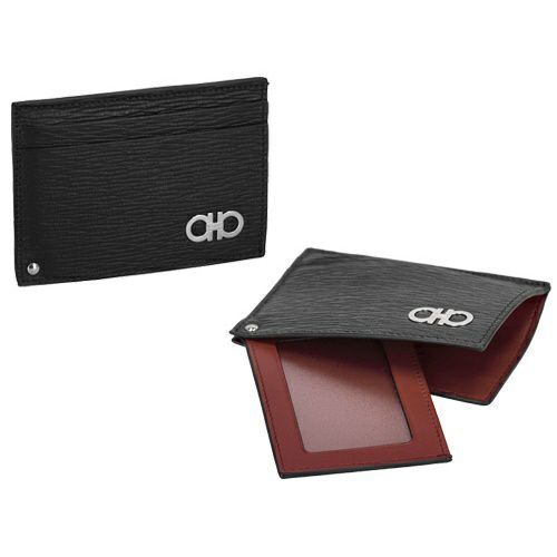 フェラガモ名刺入れ　箱付き フェラガモ カードケース 名刺入れ メンズ ダブルガンチーニ ブラック