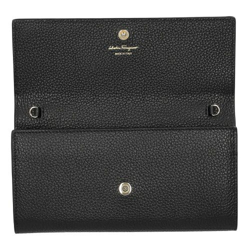 フェラガモ 長財布 チェーンウォレット レディース ダブルガンチーニ ブラック FERRAGAMO 220636 770374 NERO