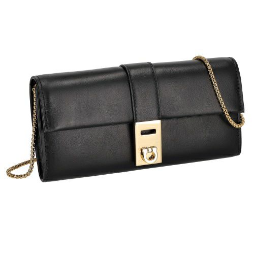 フェラガモ 長財布 チェーンウォレット レディース ブラック FERRAGAMO 