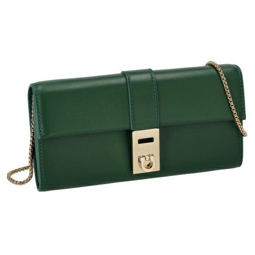 フェラガモ 長財布 チェーンウォレット レディース グリーン FERRAGAMO 