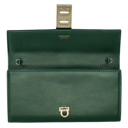 フェラガモ 長財布 チェーンウォレット レディース グリーン FERRAGAMO 220668 775133 FOREST GREEN