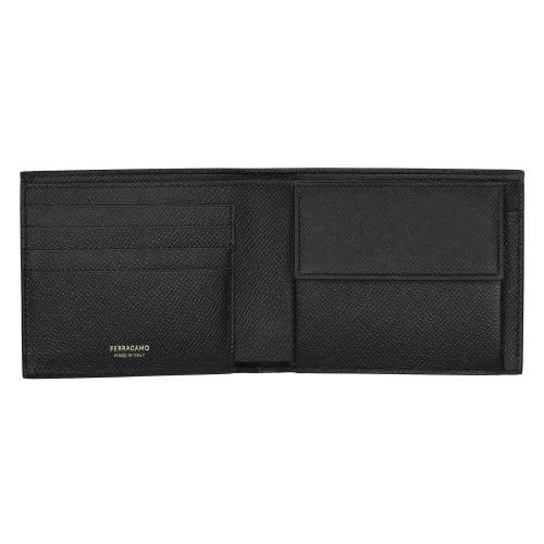 フェラガモ 二つ折り財布 メンズ ダブルガンチーニ ブラック FERRAGAMO 661454 775646 NERO