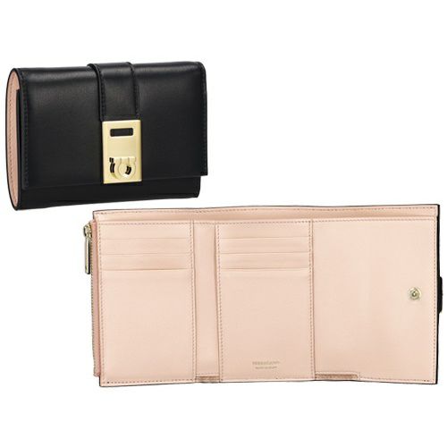 フェラガモ 三つ折り財布 コンパクト財布 レディース ブラック 