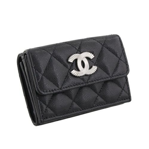 シャネル 三つ折り財布 レディース ココマーク ブラック CHANEL