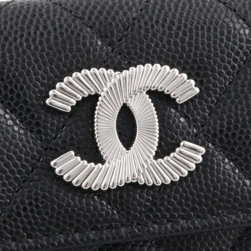 シャネル 三つ折り財布 レディース ココマーク ブラック CHANEL AP4328  