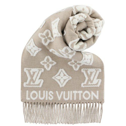 ルイヴィトン マフラー レディース モノグラム マフラー・LV 3D ベージュ LOUIS VUITTON CQ027 Blanc Beige