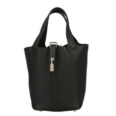 エルメス ピコタンPM トリヨンクレマンス ブラック シルバー金具 W刻印 ハンドバッグ レディース HERMES