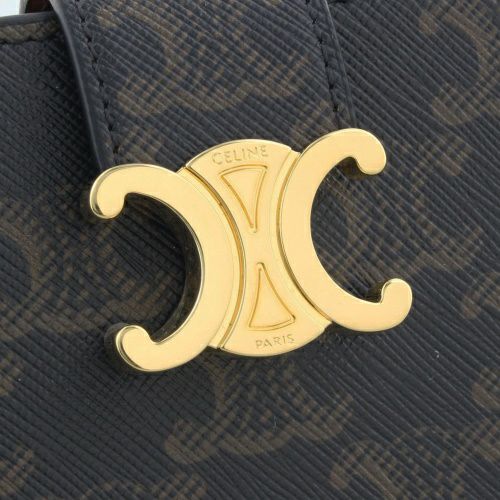 セリーヌ 二つ折り財布 レディース ミディアムウォレット ヴィクトワール トリオンフキャンバス ブラウン CELINE 10M912CQH 04LU TAN