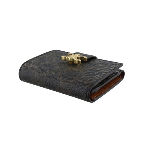 セリーヌ 二つ折り財布 レディース ファインウォレット ヴィクトワール トリオンフキャンバス ブラウン CELINE 10M962CQH 04LU TAN