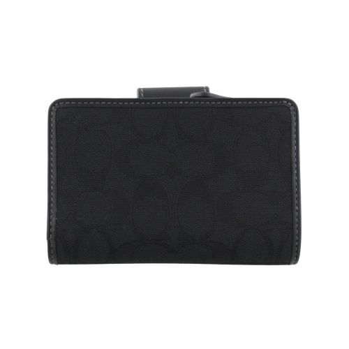 コーチ アウトレット 二つ折り財布 レディース ミディアム コーナー ジップ ウォレット・シグネチャー ジャカード ブラック COACH OUTLET CU402 SBKBK