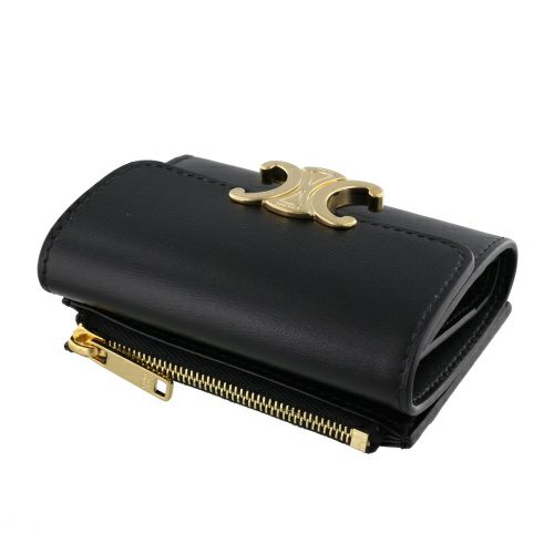 セリーヌ 三つ折り財布 レディース コイン入れ付きコンパクトウォレット トリオンフ ブラック CELINE 10I653DPV 38NO BLACK