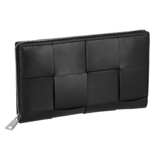 U【中古】【BOTTEGA VENETA】 二つ折り財布 イントレチャート ブラック  