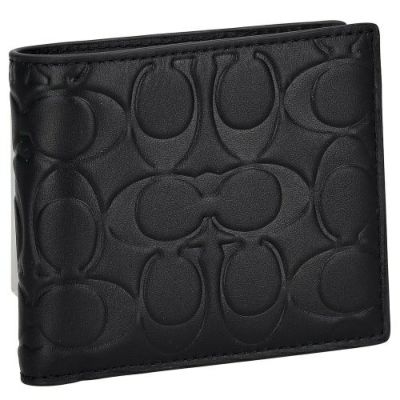 コーチ アウトレット 二つ折り財布 メンズ シグネチャー ブラック COACH OUTLET CX139 QB/BK