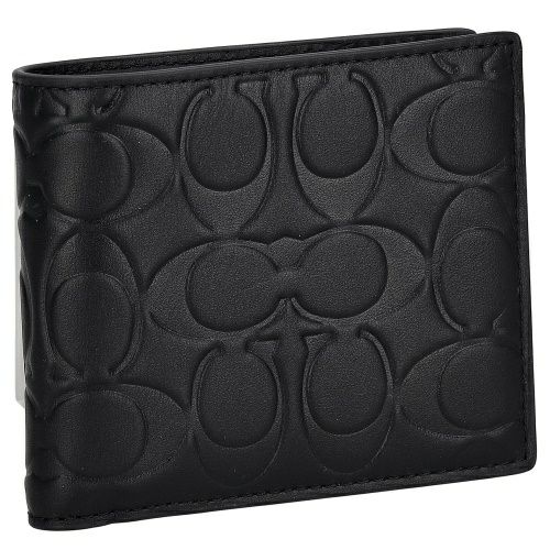 コーチ アウトレット 二つ折り財布 メンズ シグネチャー ブラック COACH OUTLET CX139 QB/BK