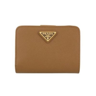 プラダ 二つ折り財布 レディース トライアングルロゴ サフィアーノ ブラウン PRADA 1ML018 QHH F03BH CARAMEL 0