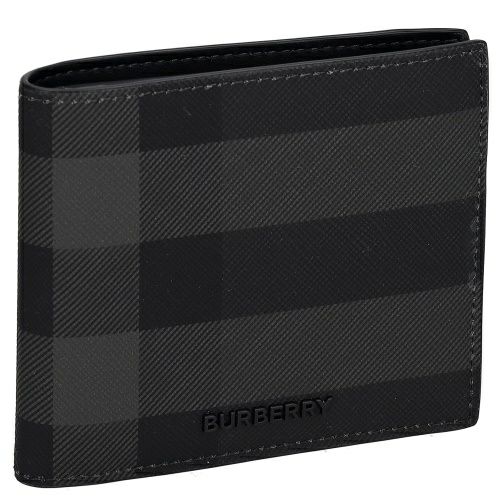 バーバリー 二つ折り財布 コンパクト財布 メンズ シーシービル コイン チャコールチェック ブラック BURBERRY 8100529 CHARCOAL