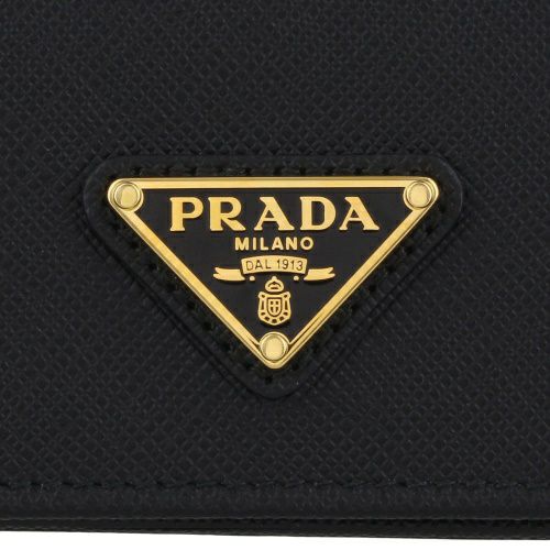 プラダ 二つ折り財布 コンパクト財布 レディース トライアングルロゴ サフィアーノ ブラック PRADA 1MV021 QHH F0002 NERO