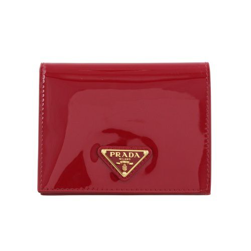 プラダ 二つ折り財布 コンパクト財布 レディース トライアングルロゴ VERNICE レッド PRADA 1MV204 069 F0E06 CHERRY
