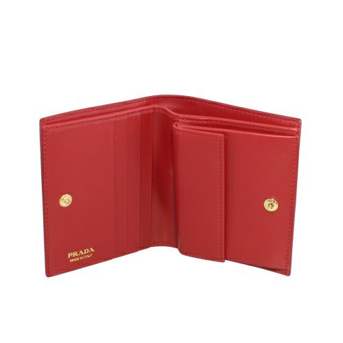 プラダ 二つ折り財布 コンパクト財布 レディース トライアングルロゴ VERNICE レッド PRADA 1MV204 069 F0E06 CHERRY