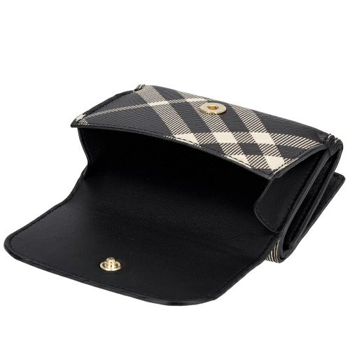 バーバリー 三つ折り財布 コンパクト財布 レディース バーバリーチェック ブラック BURBERRY 8095292