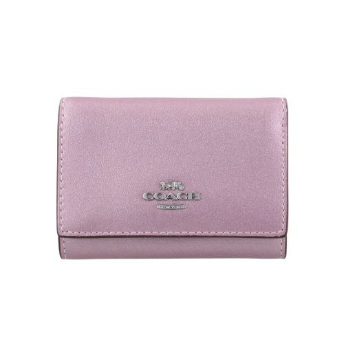 コーチ アウトレット 三つ折り財布 コンパクト財布 レディース マイクロ ウォレット ピンク COACH OUTLET CW805 SVPK9 メタリックピンク