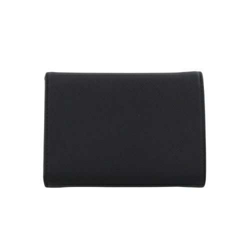 プラダ 三つ折り財布 コンパクト財布 レディース サフィアーノメタルオロ ブラック PRADA 1MH025 QWA F0002 NERO